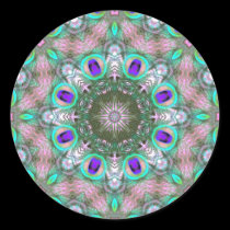 Peacock Feathers Geometric Mandala  Sticker stickers