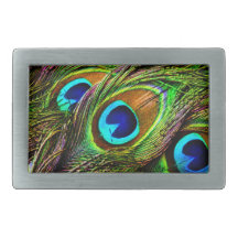 Peacock Feathers Invasion - Rectangular Belt Buckle