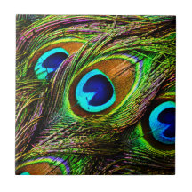 Peacock Feathers Invasion - Ceramic Tile