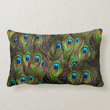 Peacock Feathers Invasion Throw Pillow