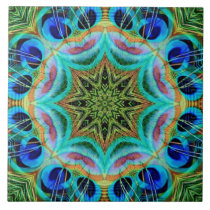 Peacock feathers mandala tiles