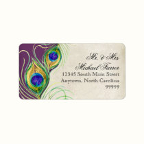 Peacock Feathers Modern Wedding Matching Labels labels