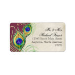 Peacock Feathers Modern Wedding Matching Labels