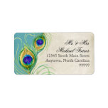 Peacock Feathers Modern Wedding Matching Labels
