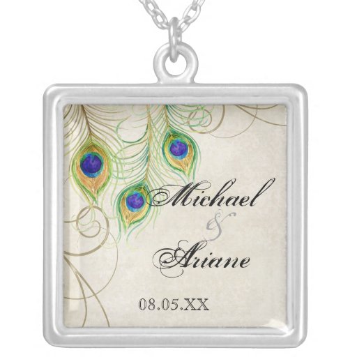 Peacock Feathers n Swirls Wedding or Anniversary Custom Jewelry