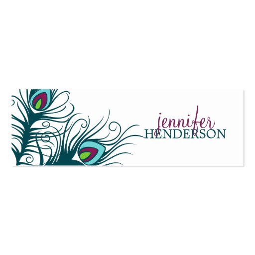 Peacock Feathers Personal Calling Card Business Card (front side)