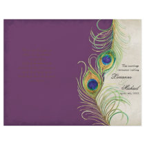 Peacock Feathers - Purple, Wedding Program Custom Flyer