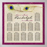Peacock Feathers Reception Table Seating Chart Print