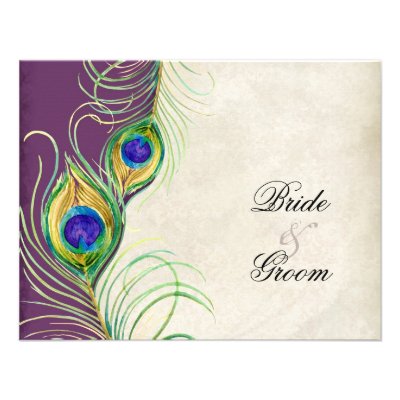 Peacock Feathers RSVP Response Cards Announcements