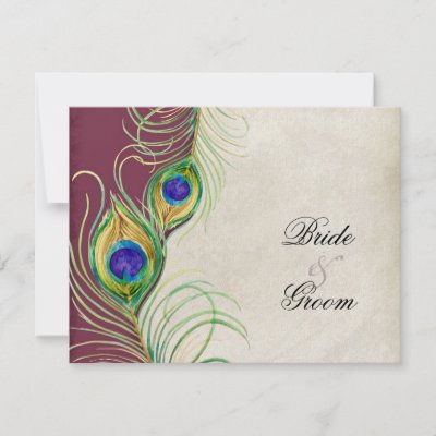 Peacock Feathers RSVP Response Cards Invitations