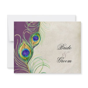 Peacock Feathers RSVP Response Cards invitation