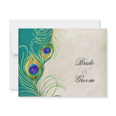 Peacock Feathers RSVP Response Cards Custom Announcement