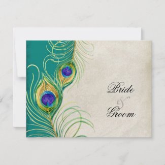 Peacock Feathers RSVP Response Cards invitation
