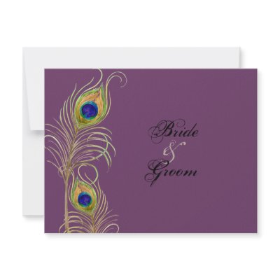 Peacock Feathers RSVP Response Cards Custom Announcement