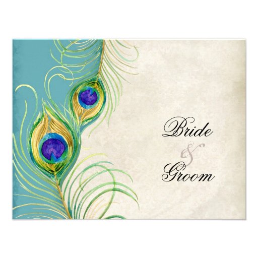 Peacock Feathers RSVP Response Cards Personalized Announcement