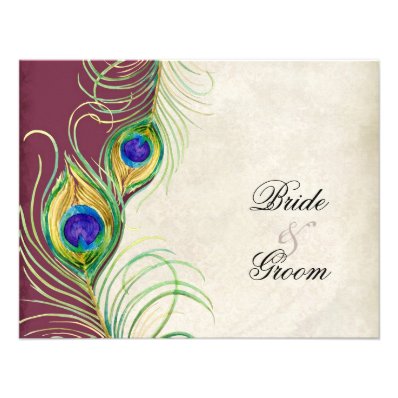 Peacock Feathers RSVP Response Cards Invitations