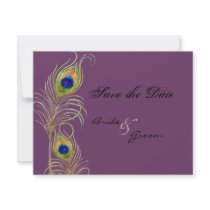Peacock Feathers Save the Date Invite Cards