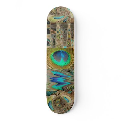 Peacock Feathers Skate Board by CarolsCamera