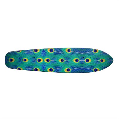 Peacock Feathers Custom Skate Board by Aquavel