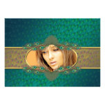 Peacock feathers sweet 16 photo  invitations invitations