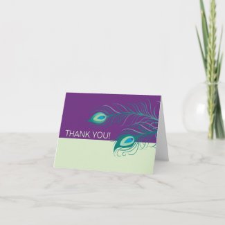 Peacock Feathers Thank You Note card
