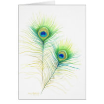 Peacock Feathers Watercolor Illustration cards
