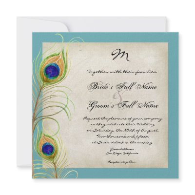 Peacock Feathers Wedding Invitation