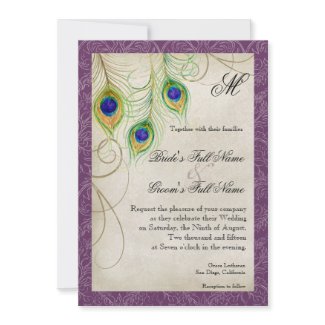 Peacock Feathers Wedding Invitation invitation