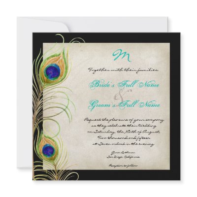 Peacock Feathers Wedding Invitation