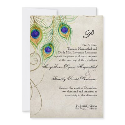 Peacock Feathers Wedding Invitation