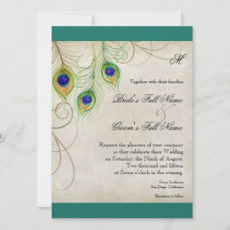 Peacock Feathers Wedding Invitation invitation