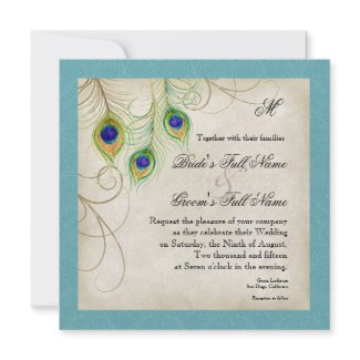 Peacock Feathers Wedding Invitation invitation