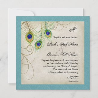 Peacock Feathers Wedding Invitation invitation