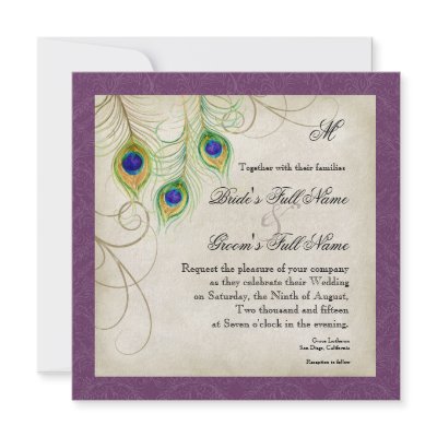 Peacock Feathers Wedding Invitation