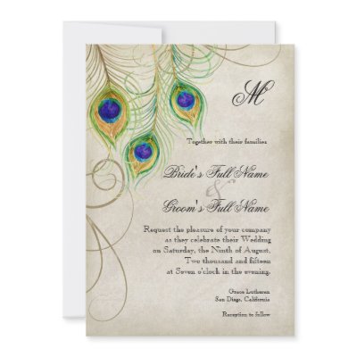 Peacock Feathers Wedding Invitation