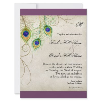 Peacock Feathers Wedding Invitation