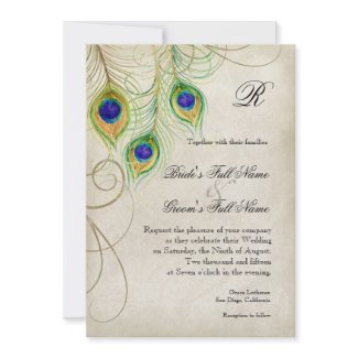 Peacock Feathers Wedding Invitation invitation