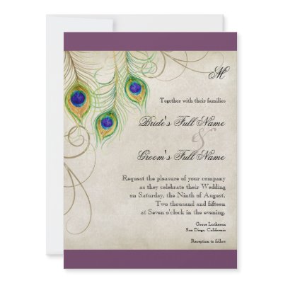 Peacock Feathers Wedding Invitation