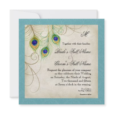 Peacock Feathers Wedding Invitation