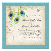 Peacock Feathers Wedding Invitation