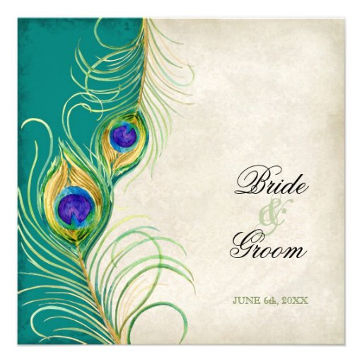 Peacock Feathers Wedding Invitation