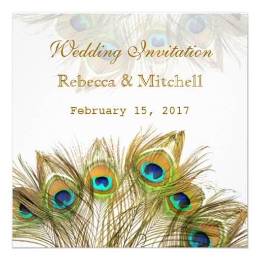 Peacock feathers Wedding Invitation
