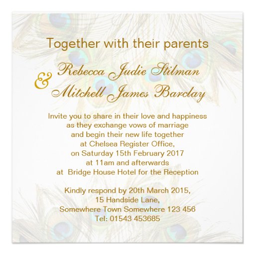 Peacock feathers Wedding Invitation