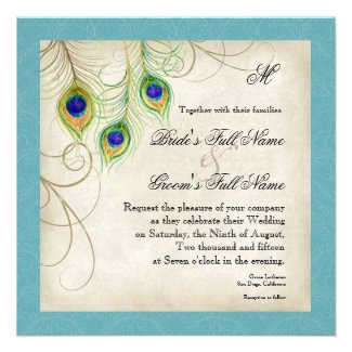 Peacock Feathers Wedding Invitation