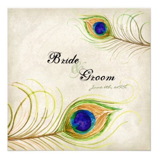 Peacock Feathers Wedding Invitation