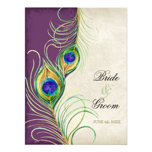 Peacock Feathers Wedding Invitation