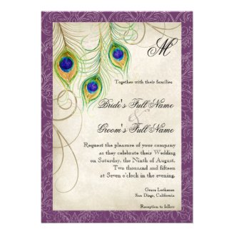Peacock Feathers Wedding Invitation