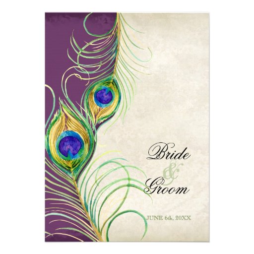 Peacock Feathers Wedding Invitation