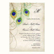 Peacock Feathers Wedding Invitation invitations
