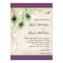 Peacock Feathers Wedding Invitation